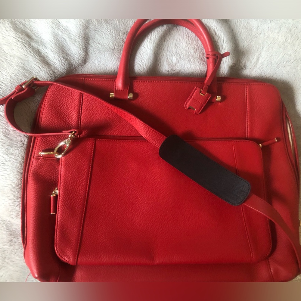 Levenger leather expandable Red  Briefcase Bag